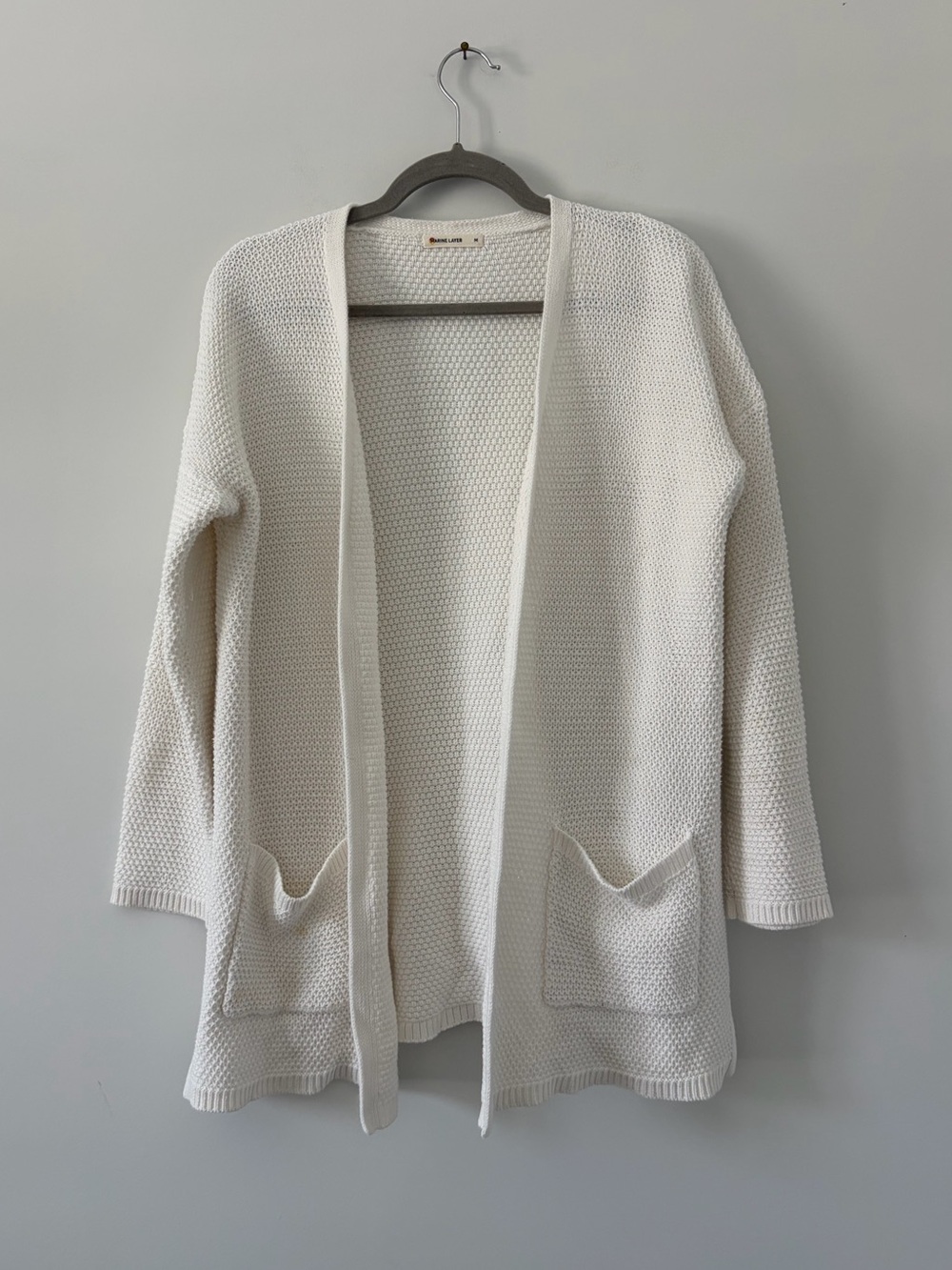 Marine Layer White Catalina Knit Cotton Long Sleeve Open Casual Cardigan M - Picture 2 of 8